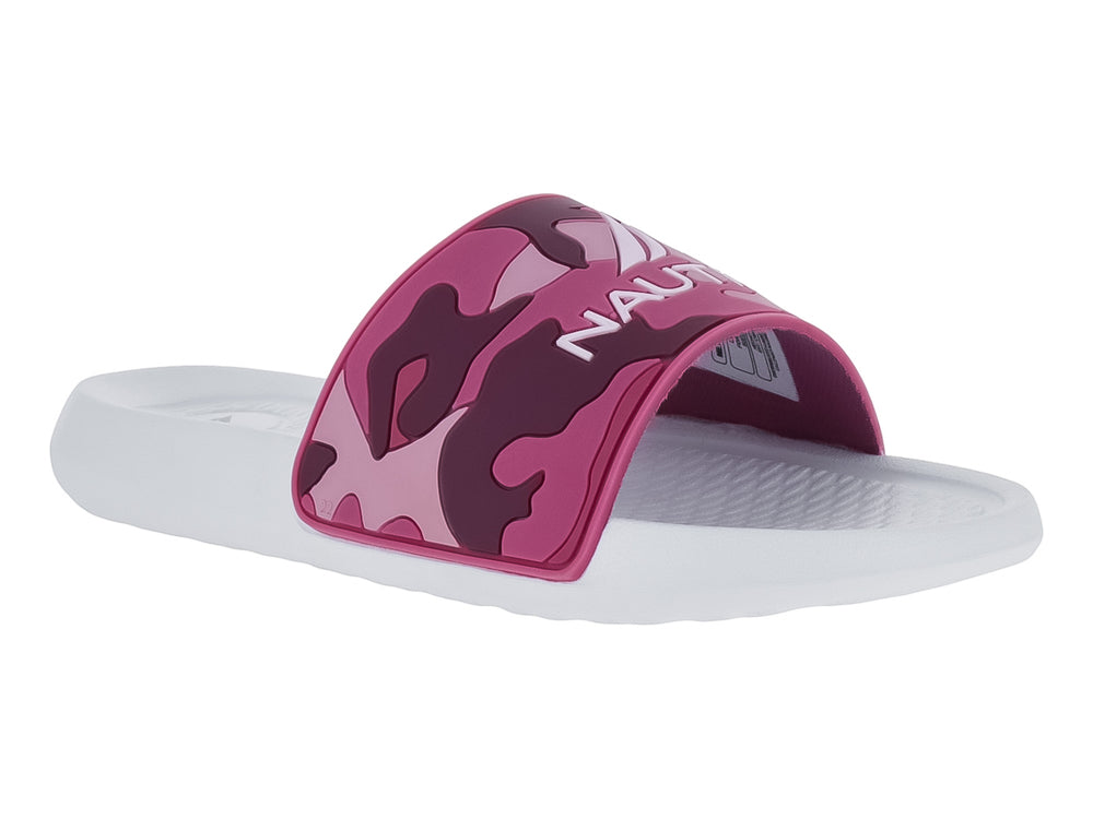 Sandalias Nautica Siren 20 JR para niña con correa en tonos rosa camuflaje y suela blanca.
