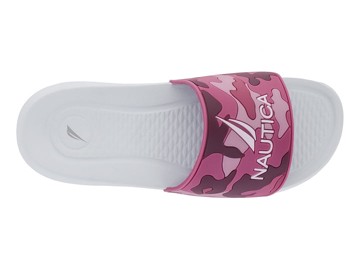 Sandalias Nautica Siren 20 JR para niña con correa en tonos rosa camuflaje y suela blanca.