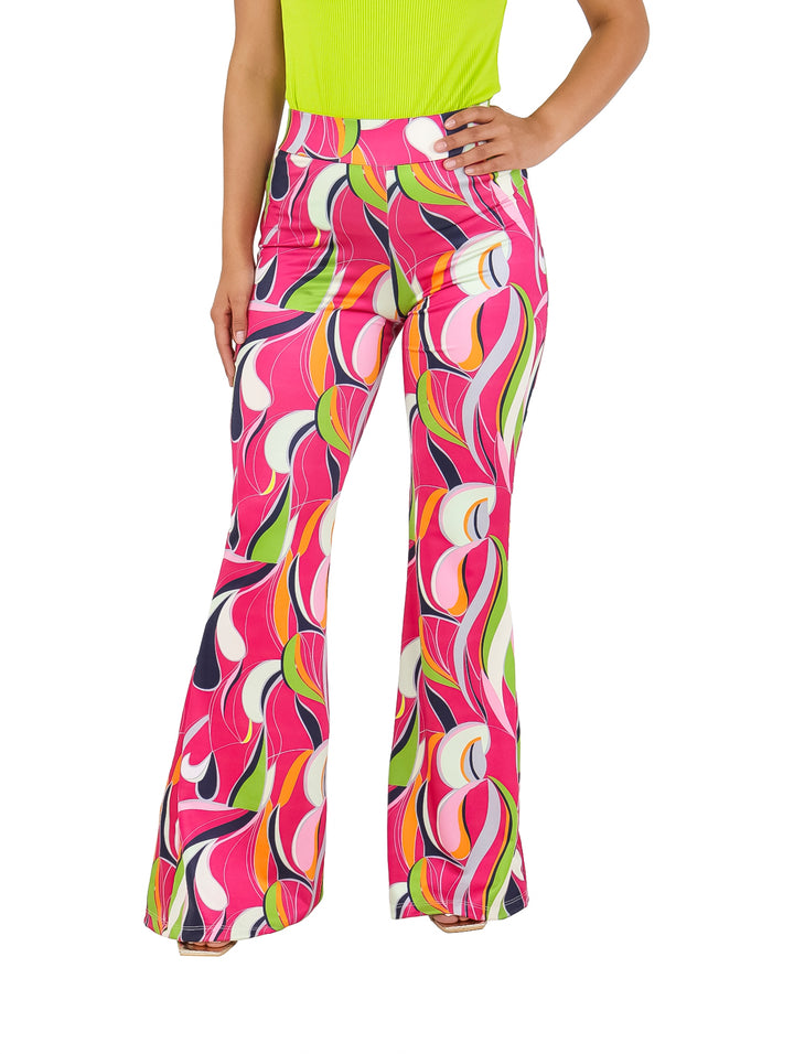 Pantalón Recto Estampado Fucsia Vanidad para Mujer