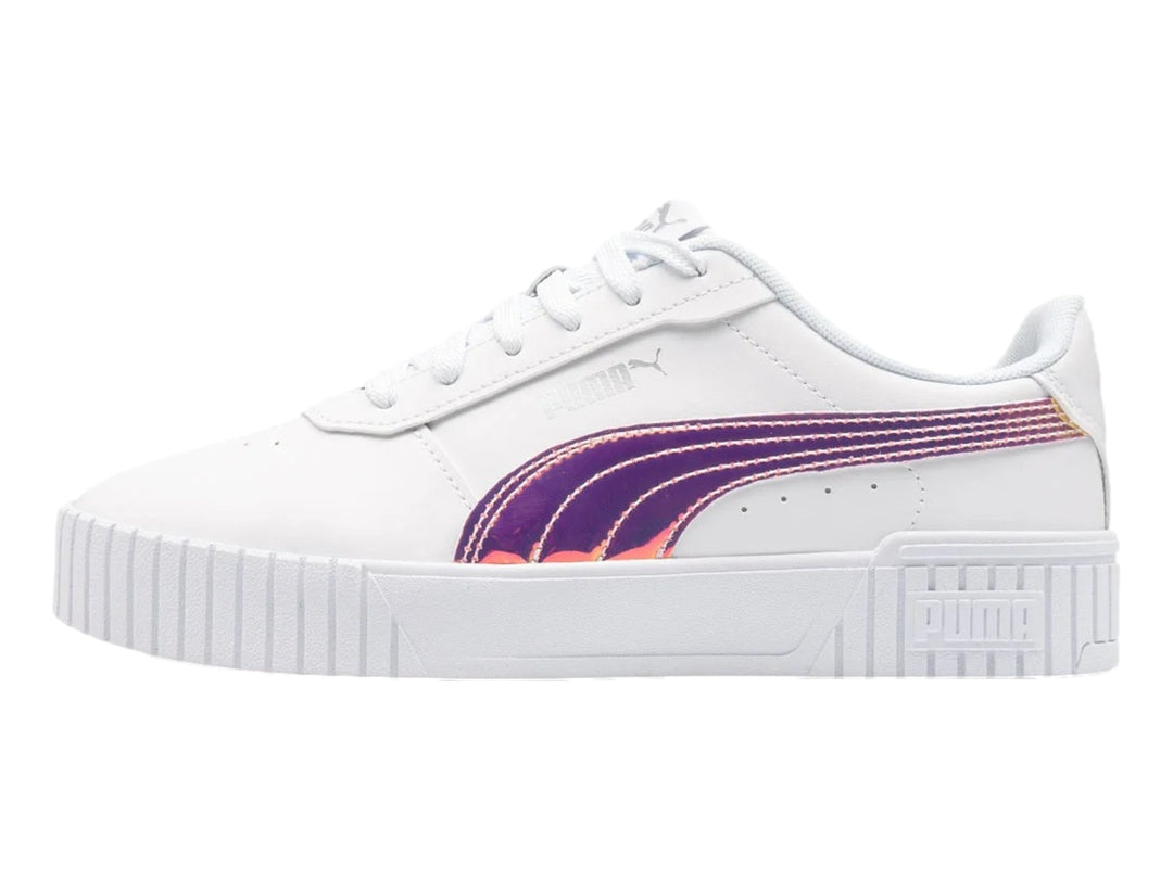 Tenis PUMA Carina 2.0 Holo Blanco y Plata para Niña