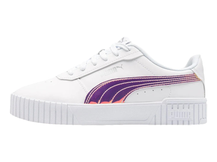 Tenis PUMA Carina 2.0 Holo Blanco y Plata para Niña