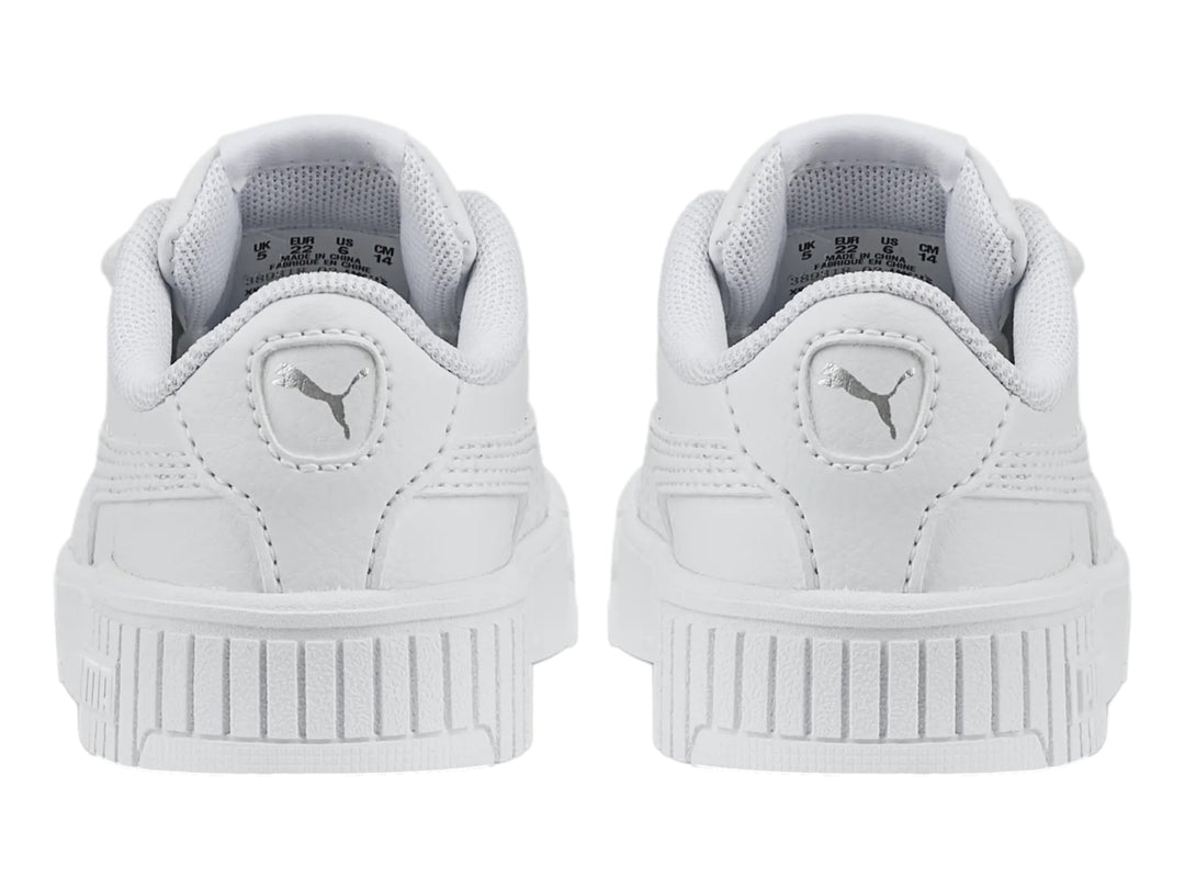 Tenis PUMA Carina 2.0 Blanco y Plata para Niña