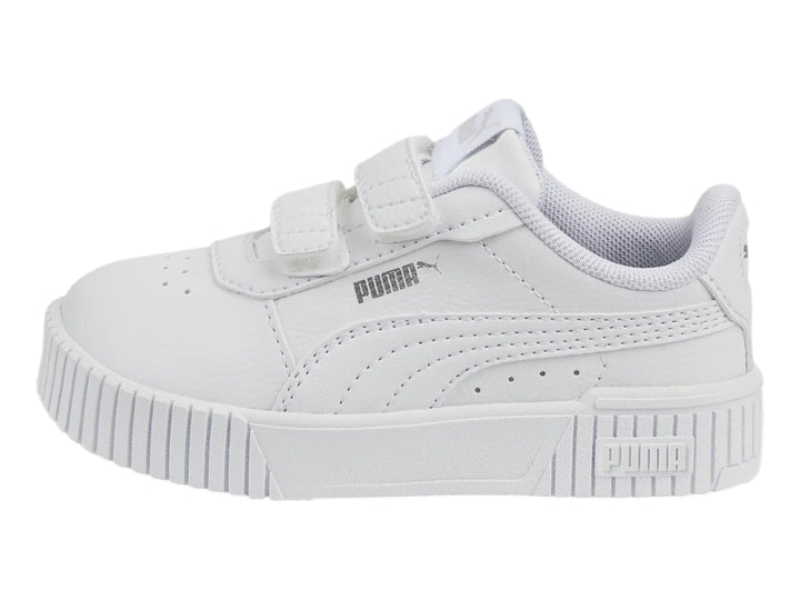 Tenis PUMA Carina 2.0 Blanco y Plata para Niña