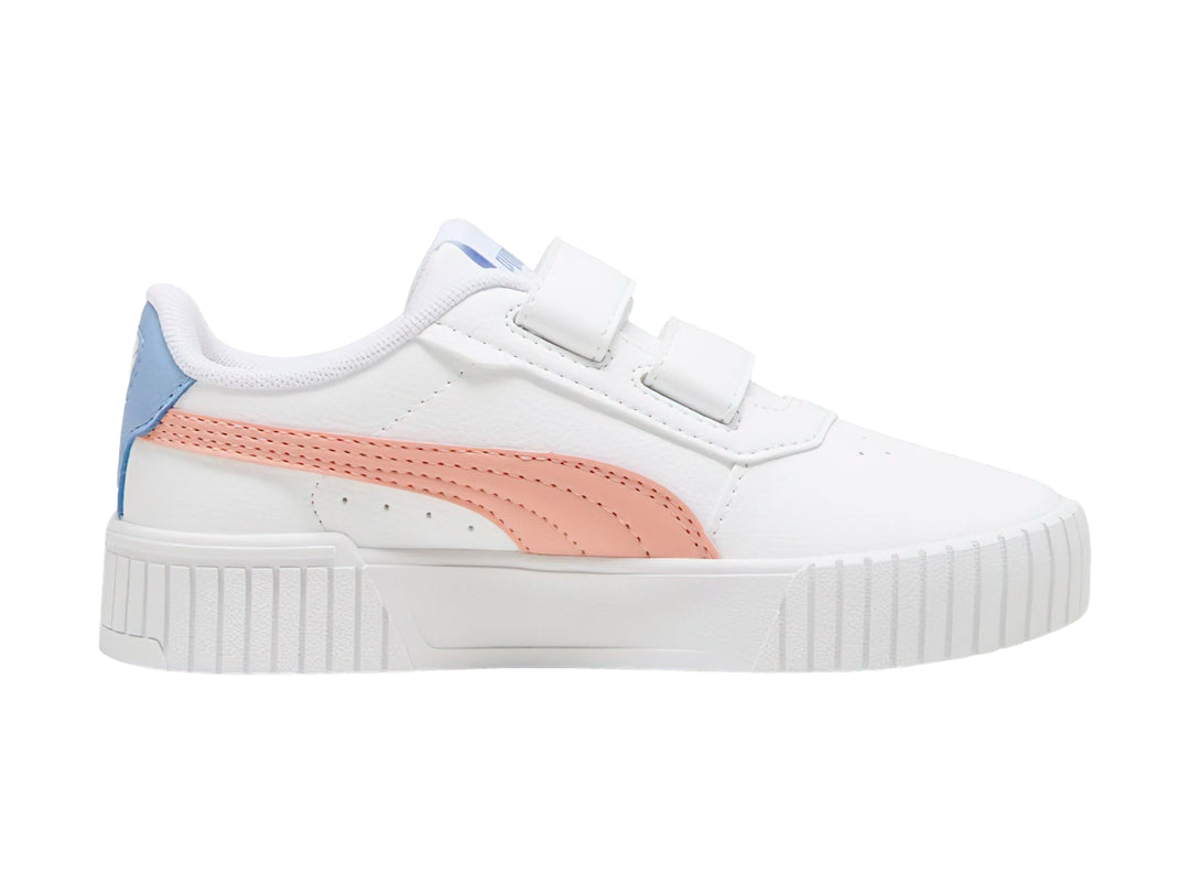 Tenis PUMA Carina 2.0 V Blanco, Rosa y Azul para Niña