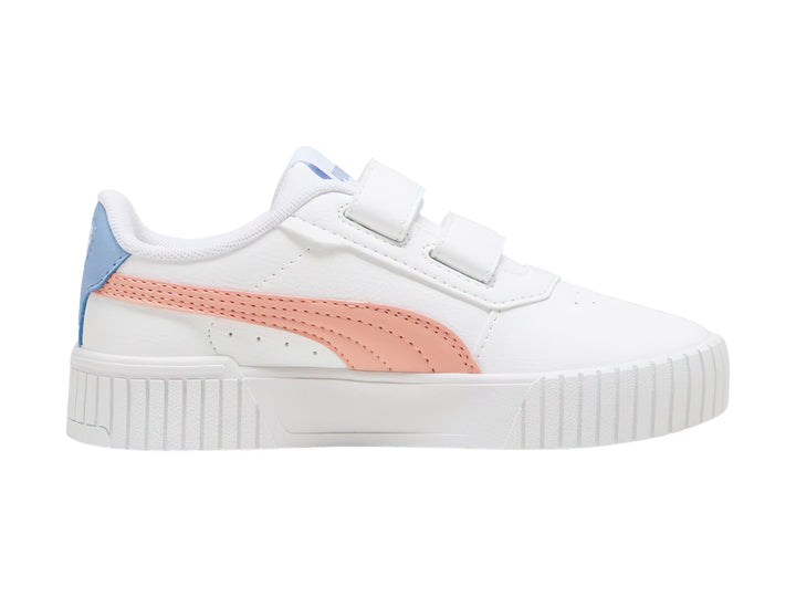 Tenis PUMA Carina 2.0 V Blanco, Rosa y Azul para Niña