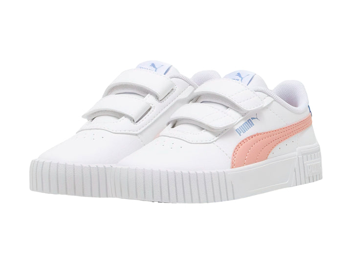 Tenis PUMA Carina 2.0 V Blanco, Rosa y Azul para Niña