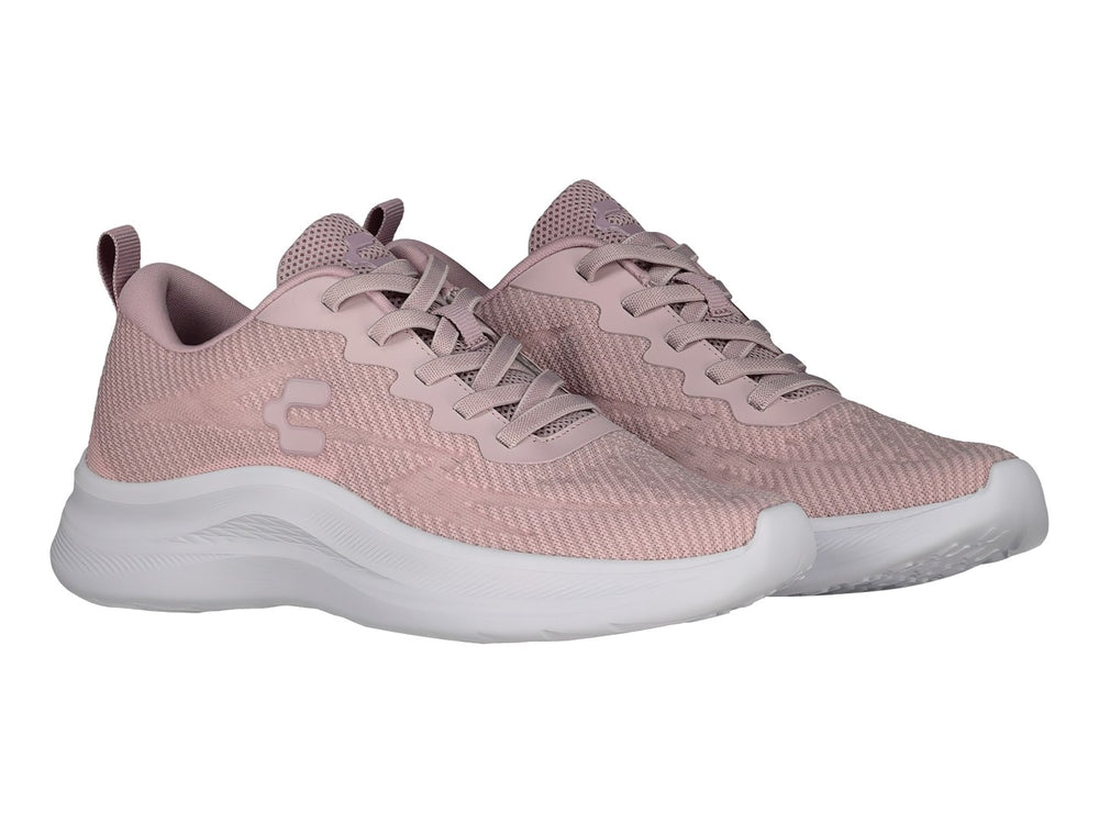 Tenis deportivos Charly en color rosa con suela blanca y tejido transpirable.