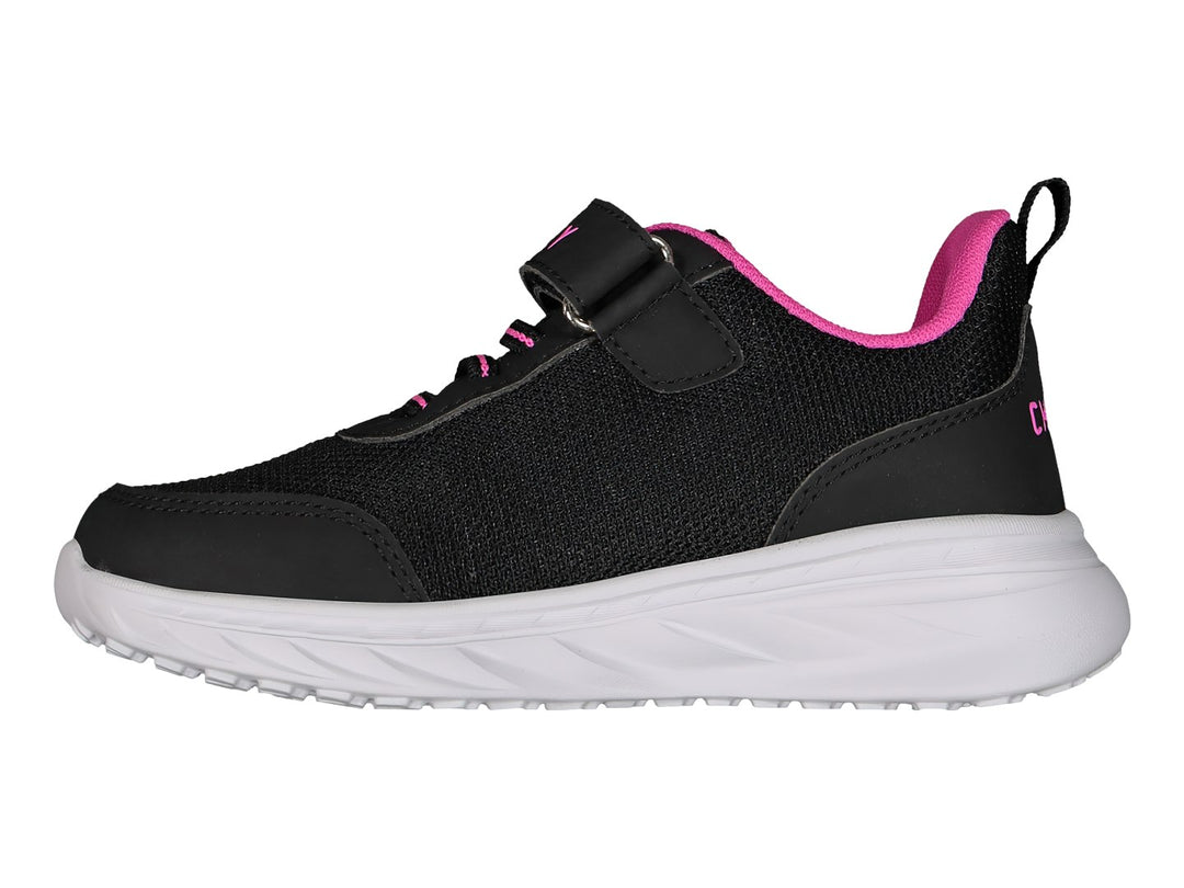 Tenis deportivos Charly color negro con suela blanca y detalles en rosa para Niña.