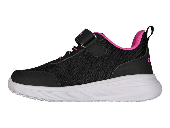 Tenis deportivos Charly color negro con suela blanca y detalles en rosa para Niña.