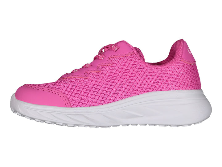 Tenis deportivos Charly en color rosa fucsia con suela blanca y tejido de malla transpirable.