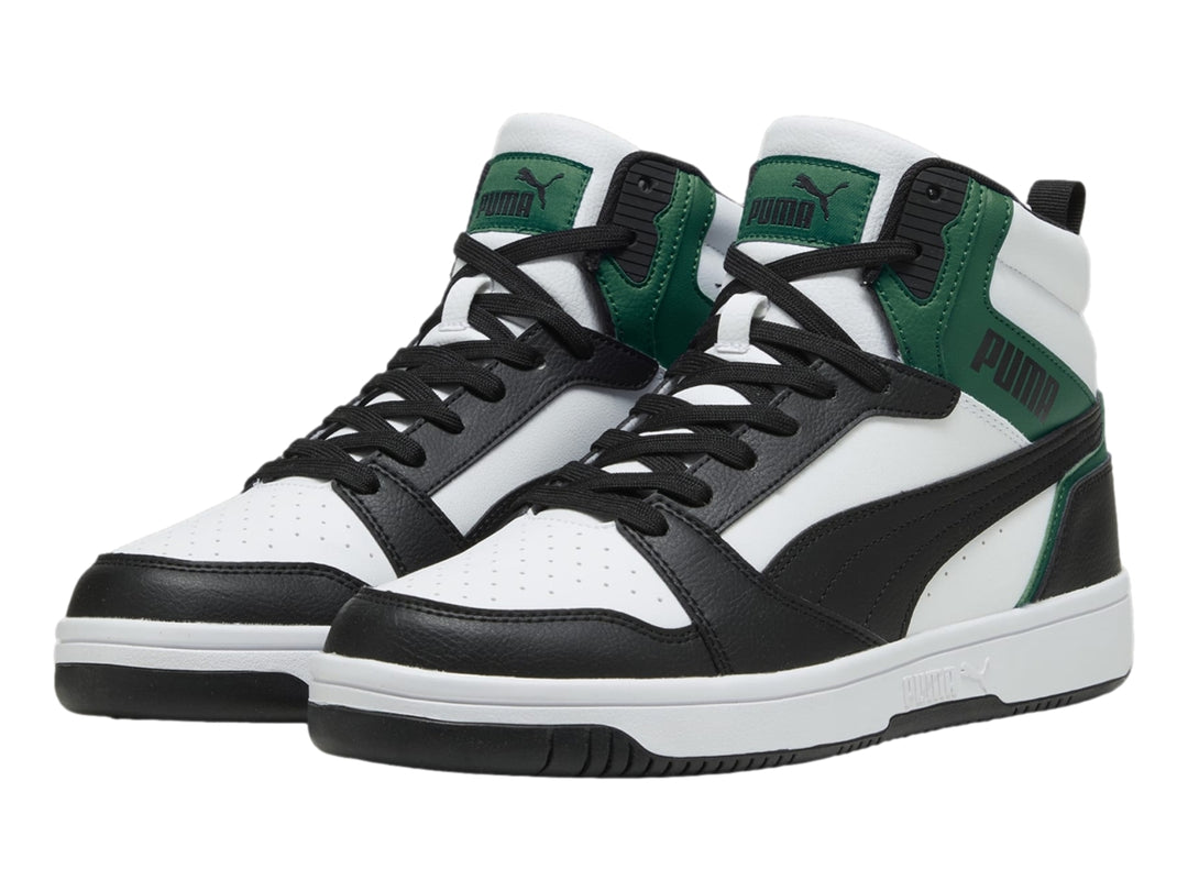 Tenis PUMA Rebound V6 Blanco, Negro y Vino