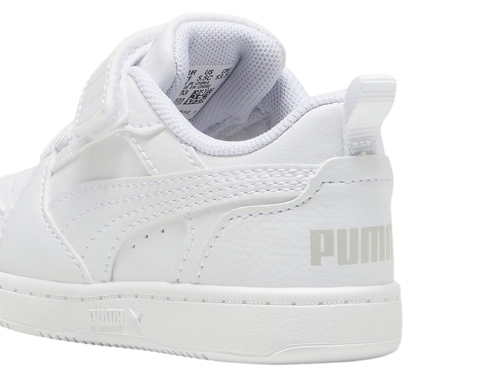 Tenis PUMA Rebound V6 Lo AC+ Blanco y Gris para Niño