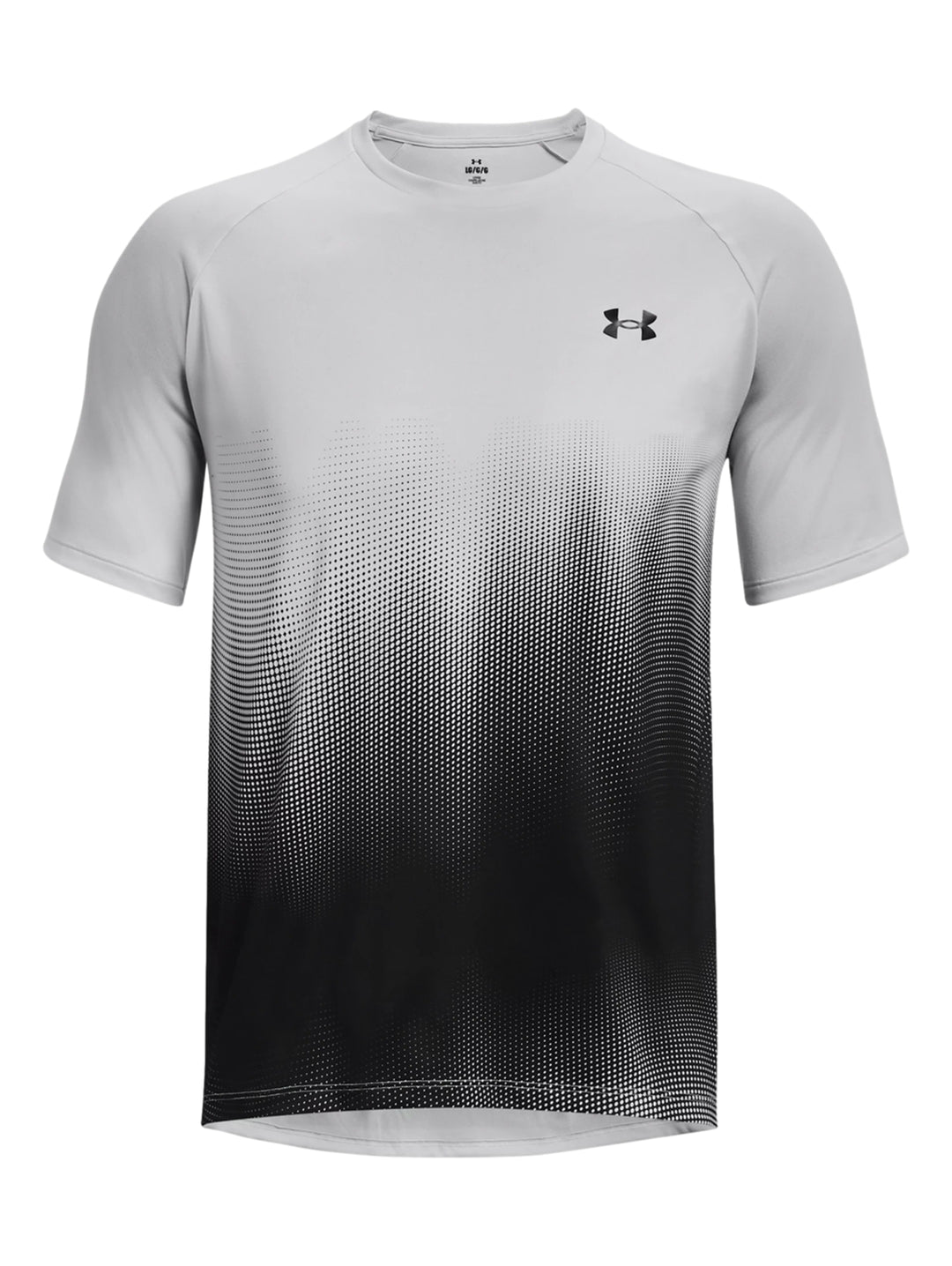 Camiseta deportiva Under Armour para hombre con diseño degradado de gris a negro.