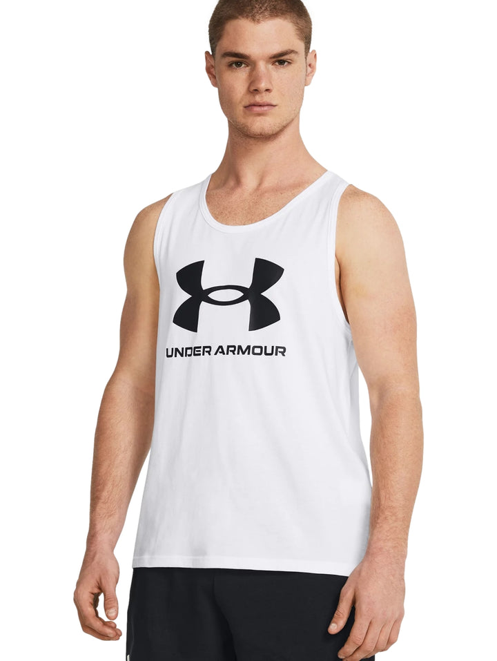 Playera sin mangas Under Armour Sportstyle Logo Blanco para Hombre