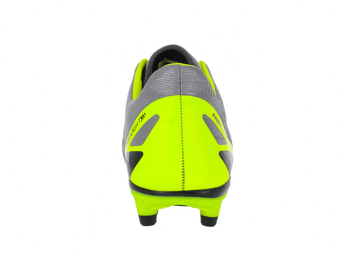 Zapato de fútbol Furia para niño en color gris con detalles en neón y suela de tacos