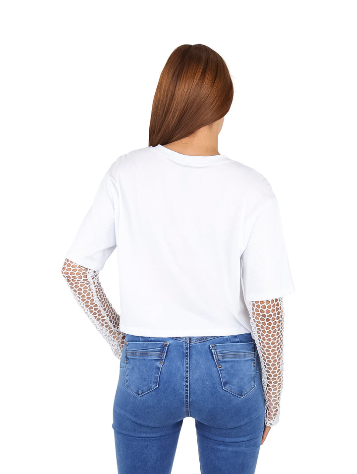 Playera Crop Top Frikha Blanco para Mujer