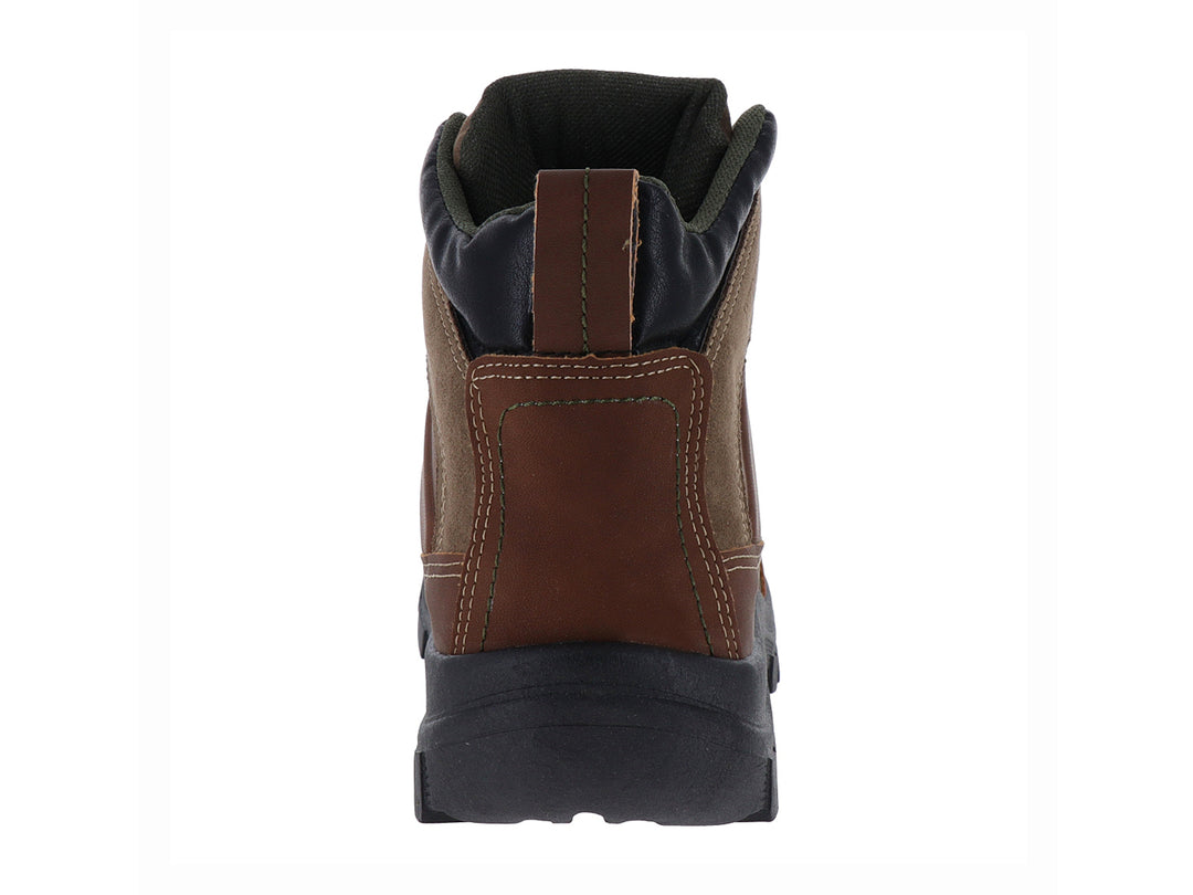 Bota casual color camel con suela negra y detalles en cuero sintético para hombre.