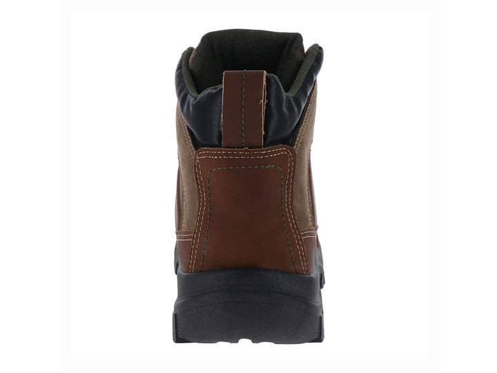 Bota casual color camel con suela negra y detalles en cuero sintético para hombre.
