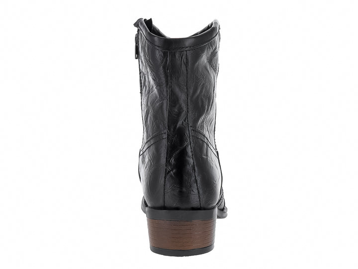 Bota vaquera Urban Cowboy de color negro con acabado machucado y tacón marrón.