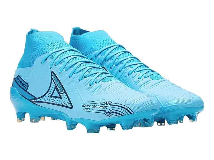 Zapato de fútbol Pirma Brasil en color azul rey con detalles negros y cuello de tela elástica.