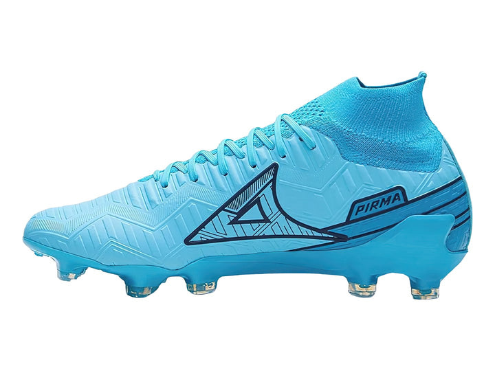 Zapato de fútbol Pirma Brasil en color azul rey con detalles negros y cuello de tela elástica.