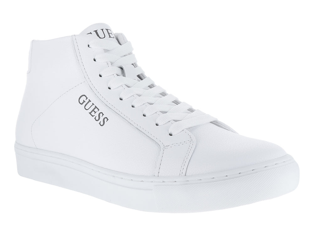 Tenis Guess de corte alto en color blanco con logotipo lateral.