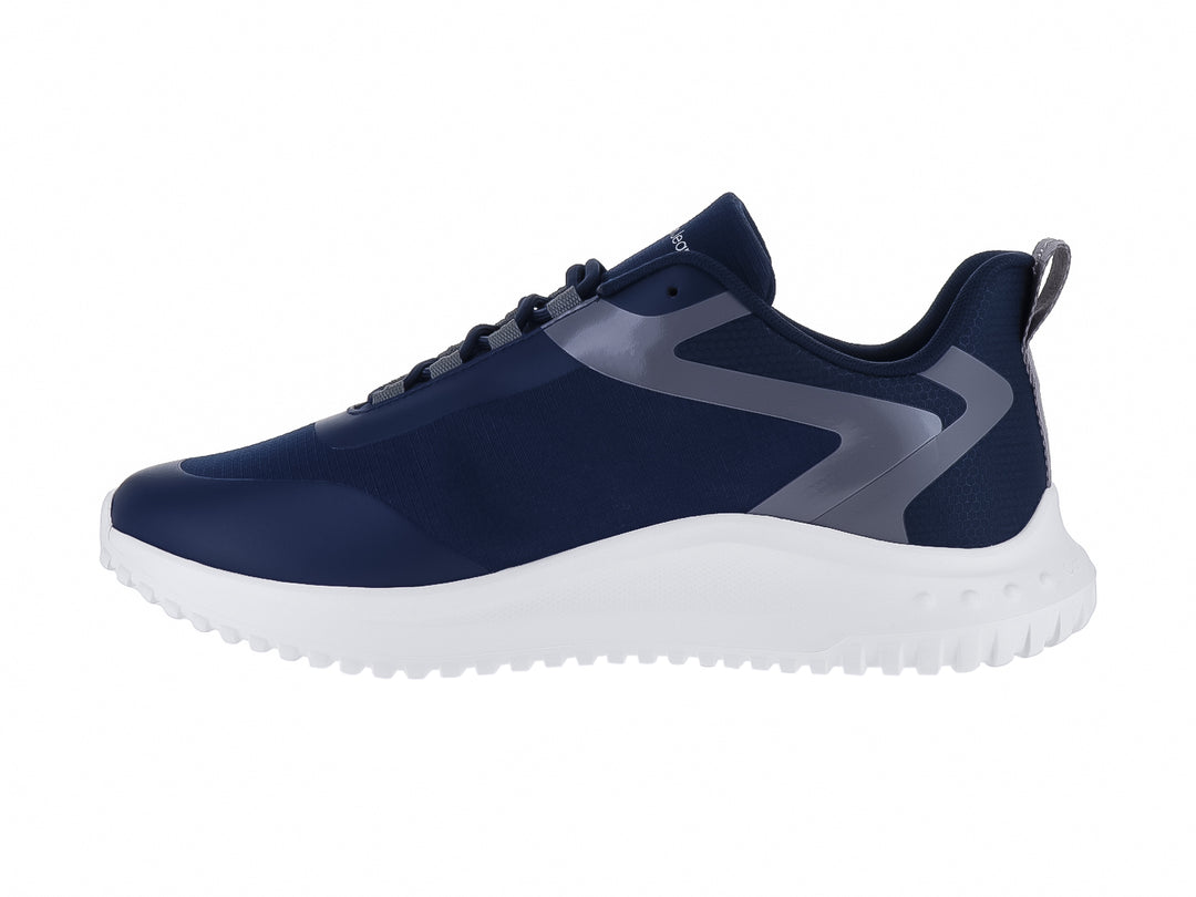 Tenis deportivos Calvin Klein en color azul marino con suela blanca y logotipo lateral.