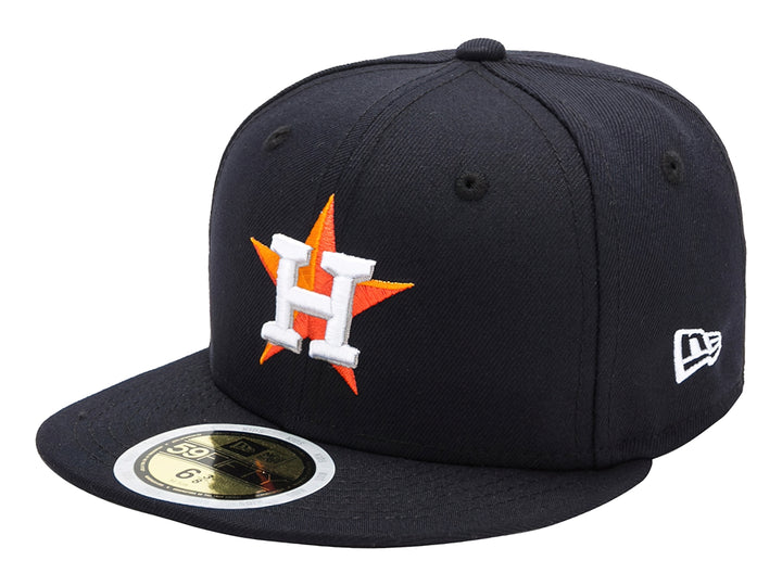 Gorra New Era color navy con visera plana y logotipo bordado de los Houston Astros en el frente.