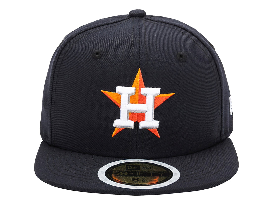 Gorra New Era color navy con visera plana y logotipo bordado de los Houston Astros en el frente.