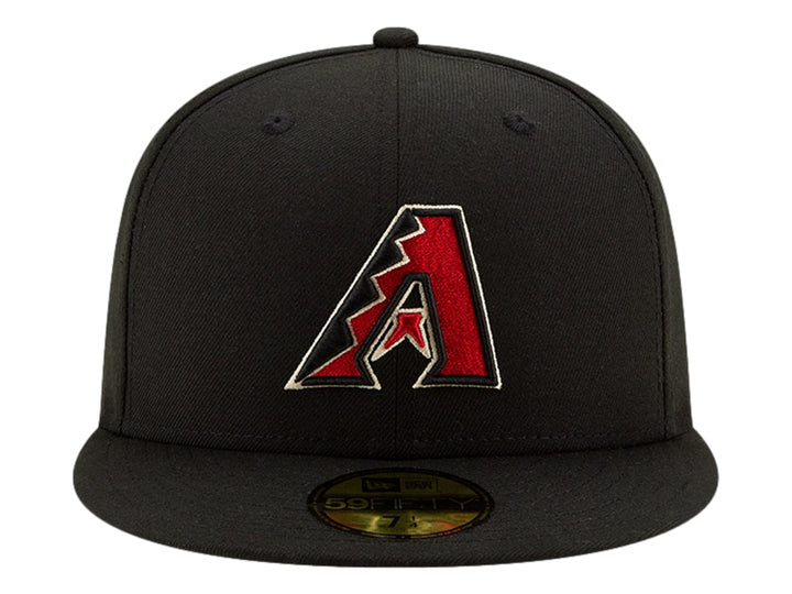 Gorra New Era negra con visera plana y logotipo bordado de Arizona Diamondbacks en el frente.