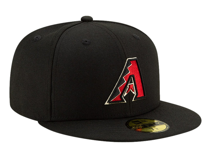 Gorra New Era negra con visera plana y logotipo bordado de Arizona Diamondbacks en el frente.