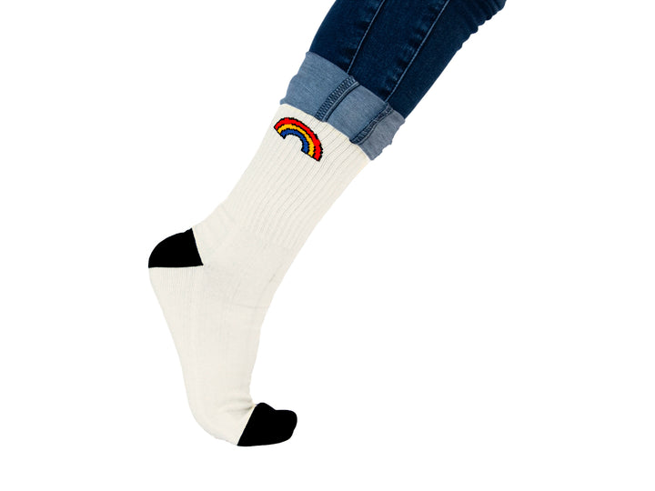 Pack 2 Calcetines Skunk Socks Blanco Arcoíris Retro para Mujer