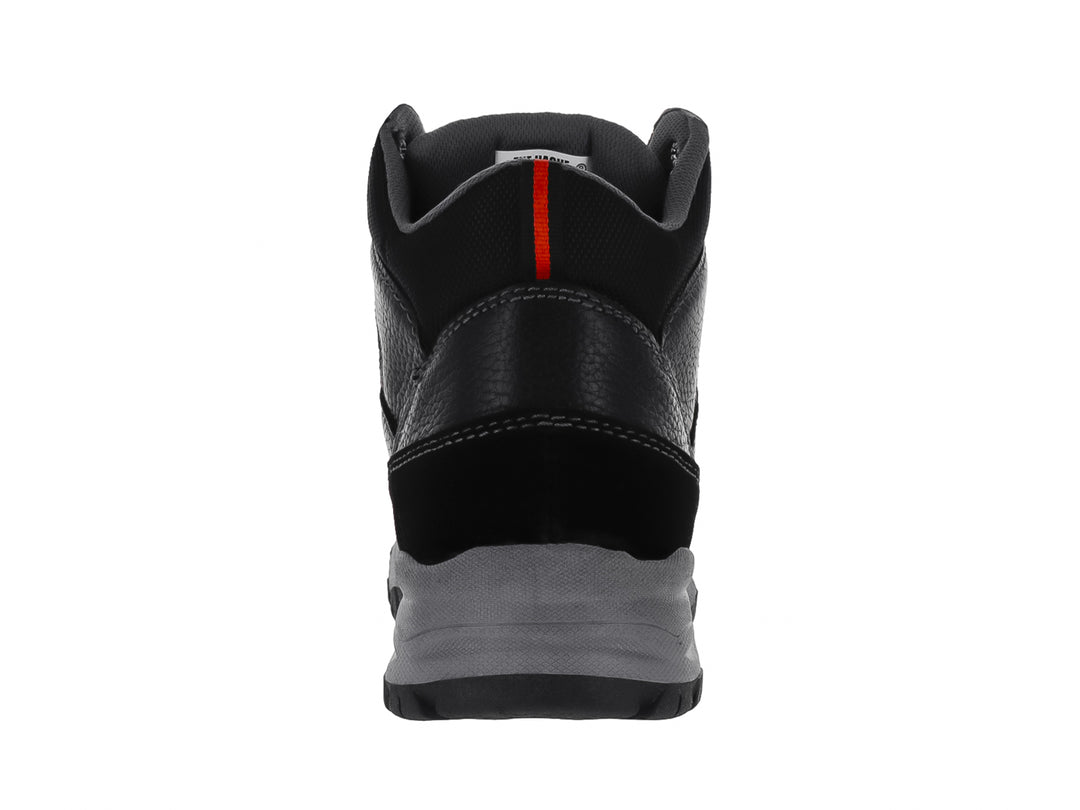 Botín negro de cuero con suela gris y cordones, marca ENE HACHE.