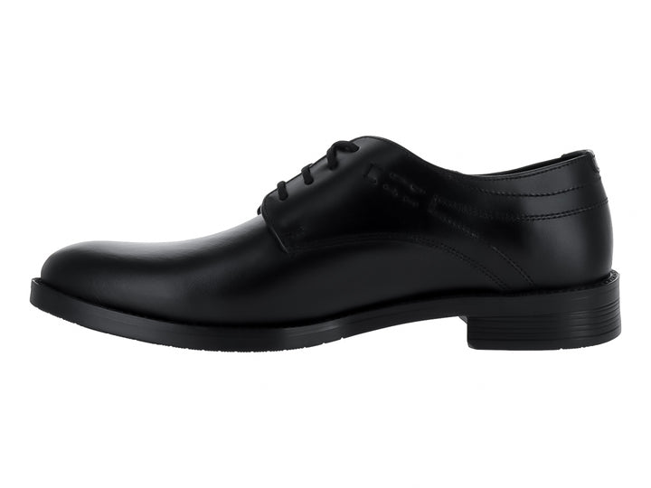 Zapato formal de cuero color negro con cordones y suela plana para Hombre.