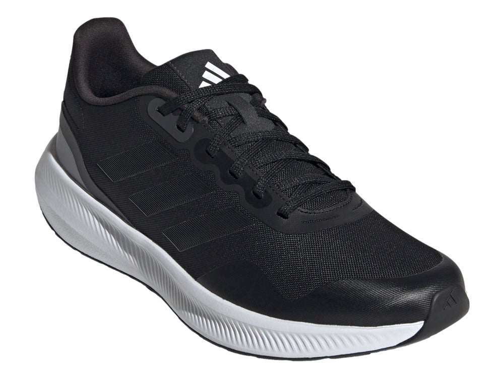 Tenis deportivos Adidas Runfalcon 3.0 TR color negro con suela blanca y detalles en gris.