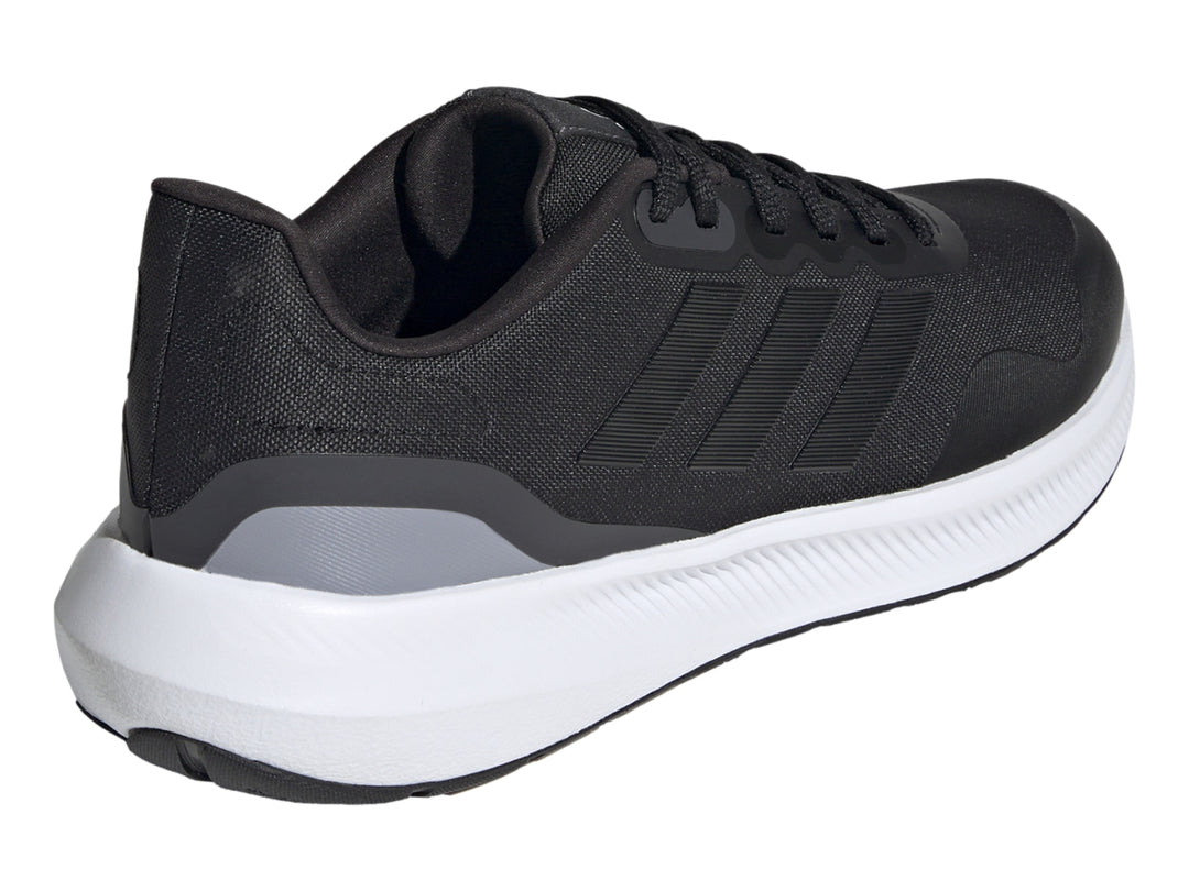 Tenis deportivos Adidas Runfalcon 3.0 TR color negro con suela blanca y detalles en gris.