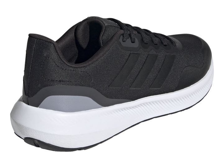 Tenis deportivos Adidas Runfalcon 3.0 TR color negro con suela blanca y detalles en gris.