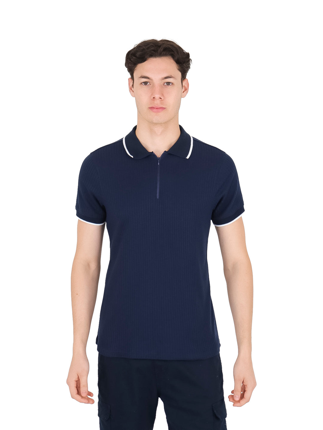 Playera Polo G.American Marino con Cierre para Hombre