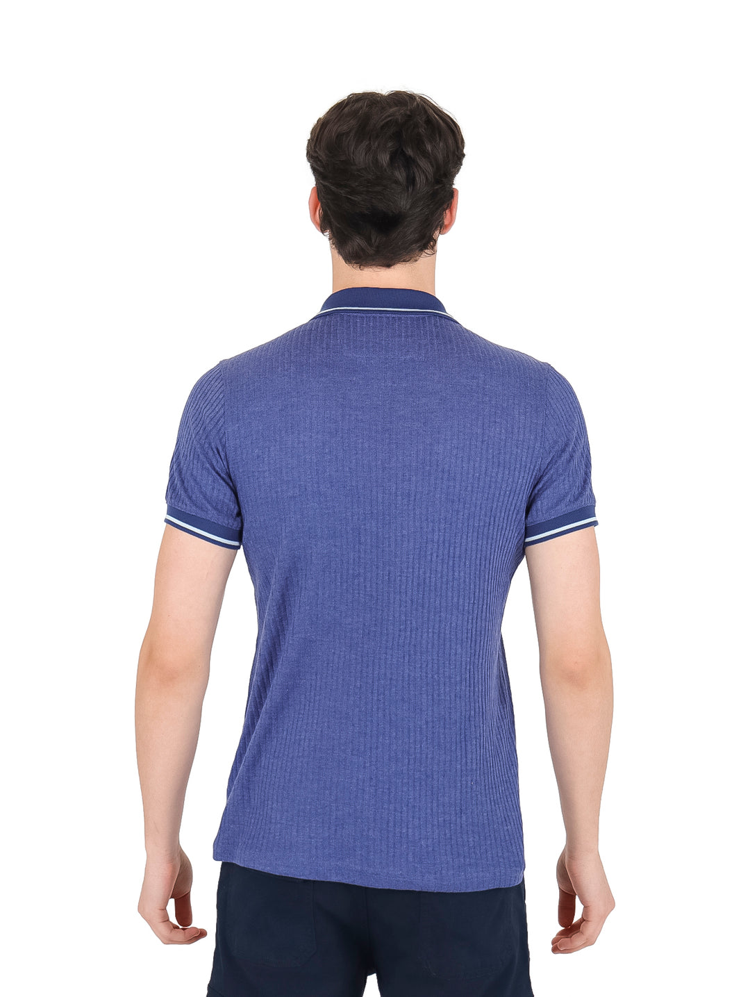 Playera Polo G.American Azul Jaspe con Cierre para Hombre