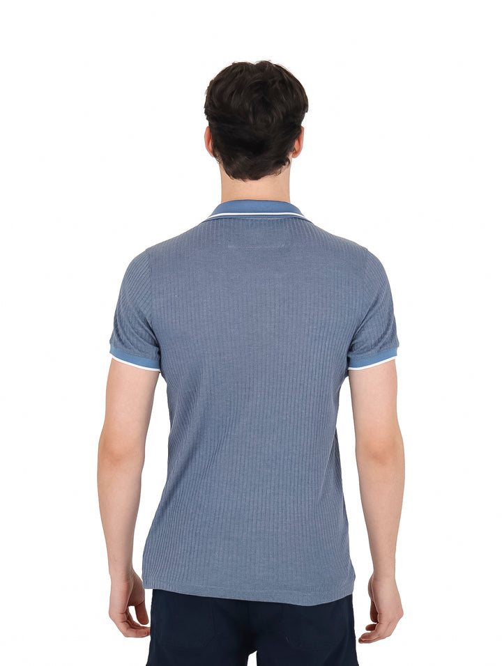 Playera Polo G.AMERICAN Color Acero con Cierre para Hombre