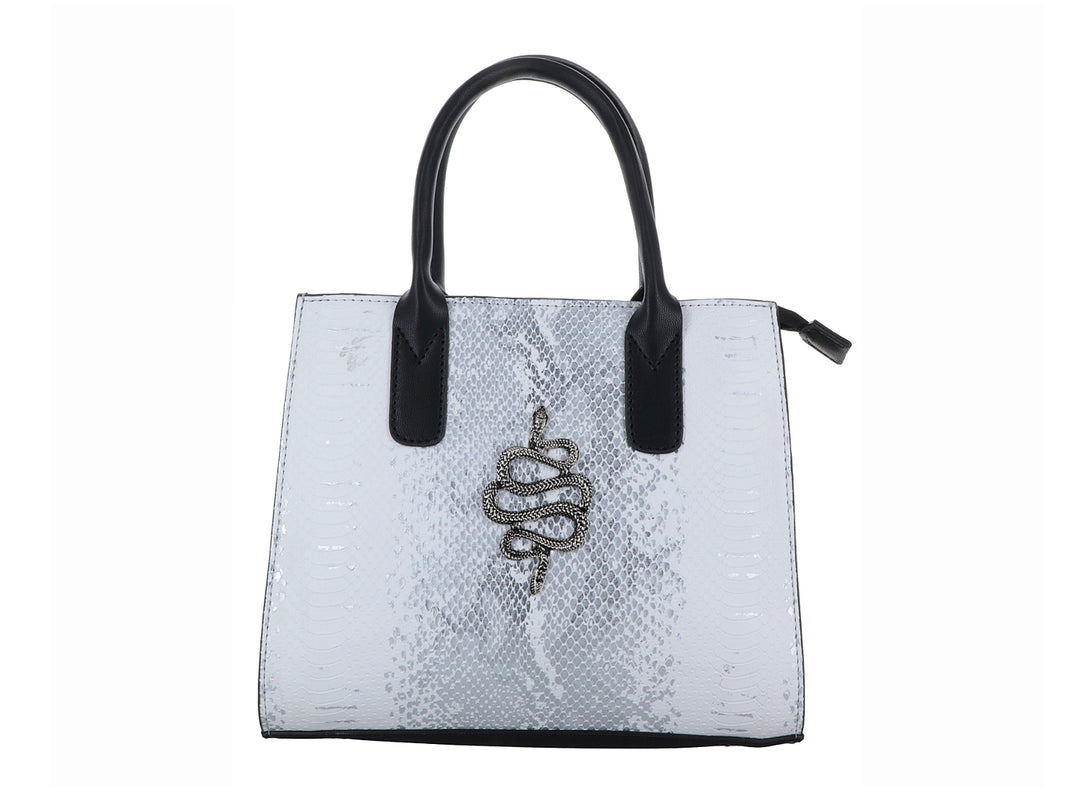 Bolsa Satchel Motola Serpiente Blanco para Mujer