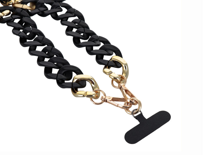 Colgante para Celular Twist Side Negro y Dorado para Mujer