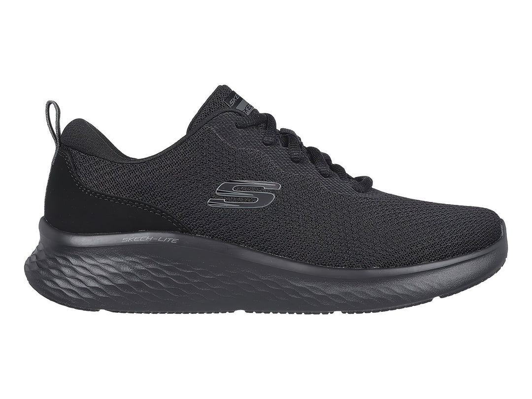 Tenis deportivos Skechers color negro con tejido de malla y suela Skech-Lite.