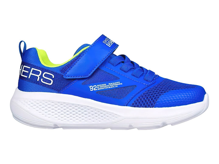 Tenis deportivos Skechers color azul con suela blanca y detalles en verde lima para Niño.