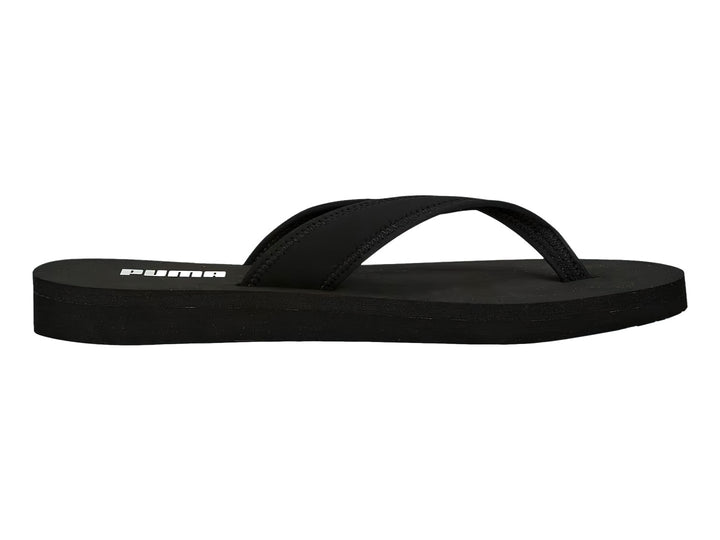 Sandalias tipo flip-flop PUMA en color negro con logotipo blanco en la plantilla.