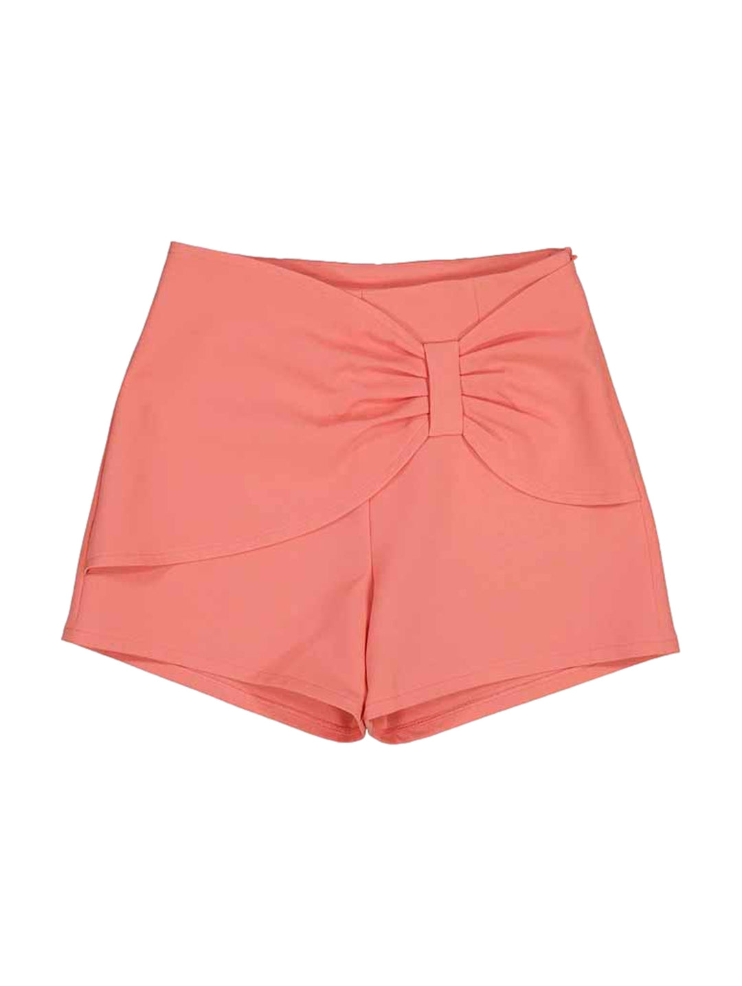 Short de niña color flamingo con detalle de nudo decorativo en la cintura.