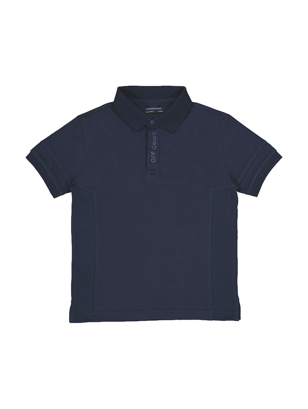Playera polo color marino para niño con cuello y manga corta.