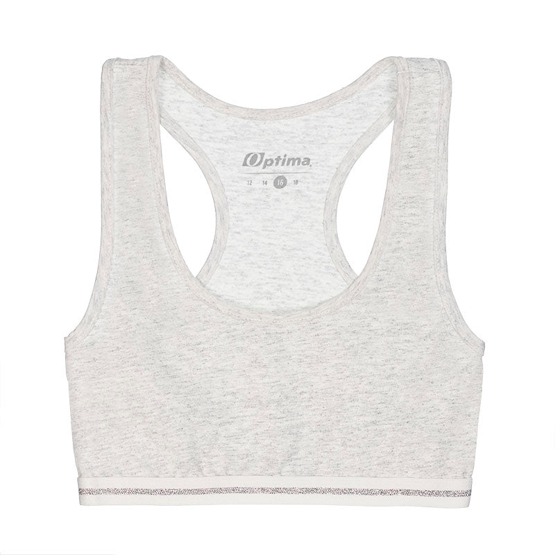 Top interior para niña en color gris jaspeado, sin mangas y con cuello redondo.