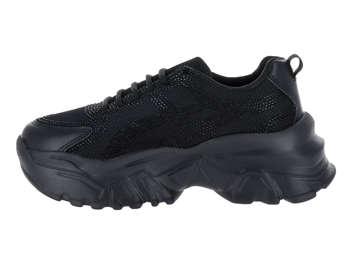 Tenis deportivos color negro con suela gruesa y diseño moderno de la marca Andrax.