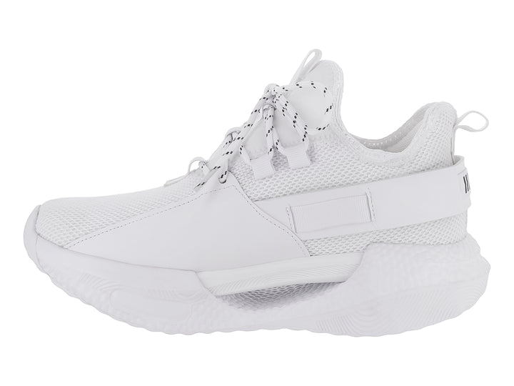 Tenis de baloncesto Andrax color blanco con detalles en negro y suela gruesa.